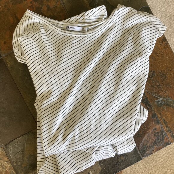 ZARA, Summer Cotton Dress, M/L, white with black stripes - Picture 8 of 10